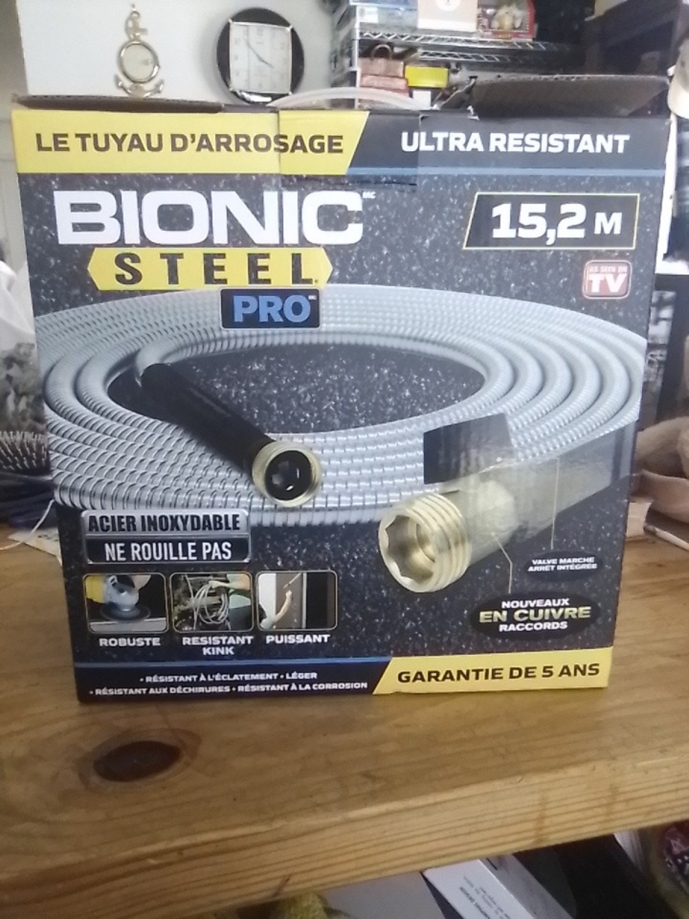 As Seen On TV Bionic Steel Pro Garden Hose - Silver and Black with Gold Accents